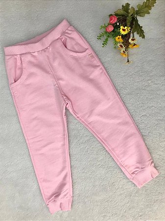 Calça Infantil Feminina de Moletom sem Felpa Rosa