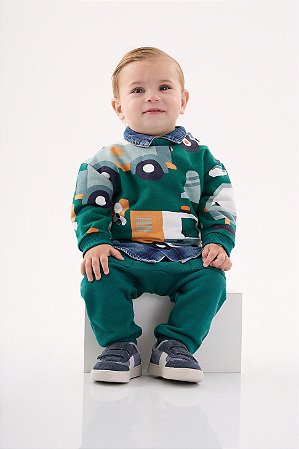 Conjunto Infantil de Frio de Menino Verde Fechado Up Baby