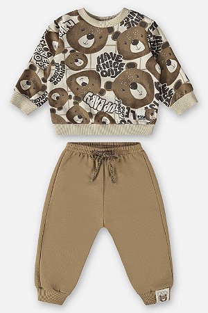 Conjunto Infantil de Frio de Menino Marrom Urso Up Baby