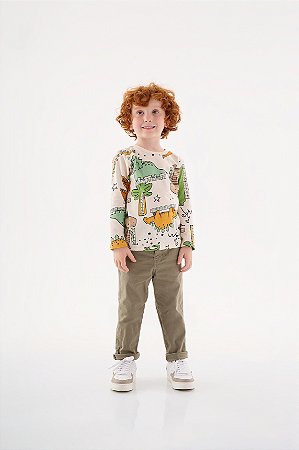 Camiseta Infantil de Frio Algodão Dinossauro da Up Baby