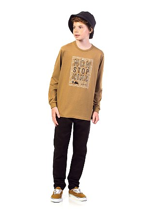 Camiseta Juvenil Masculina 100% algodão manga longa