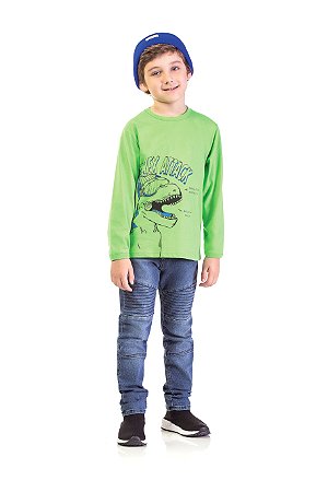 Camiseta Infantil Masculina 100% algodão de Frio Dinossauro
