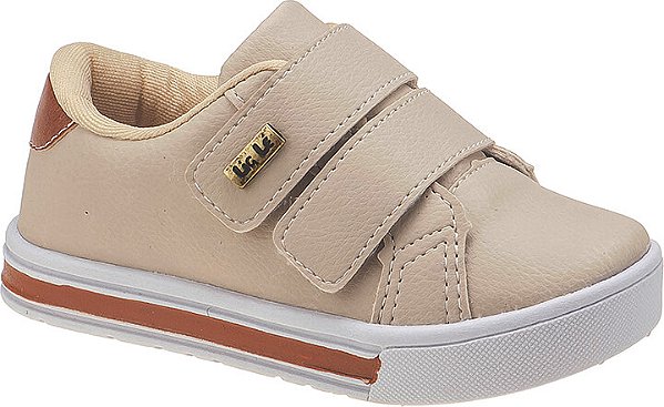 Tênis Infantil masculino Bege Liso Velcro