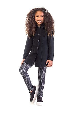 Conjunto Infantil Feminino Com Sobretudo Aberto
