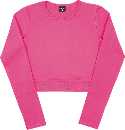 Blusa Juvenil Feminina Cropped de Manga Longa