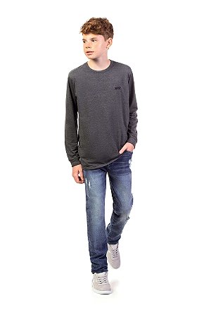 Camiseta Juvenil Masculina 100% algodão manga longa