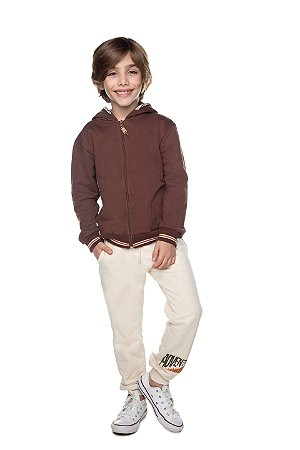 Calça Infantil Masculina de Moletom Bege Adventure