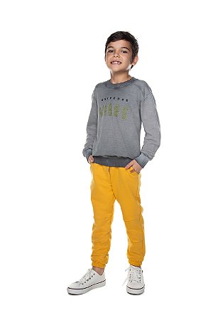 Calça Infantil Masculina de Moletom Mostarda Estilosa