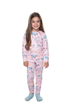 Pijama Infantil de Frio em Sued Térmico 2 Cor Menino e Menina