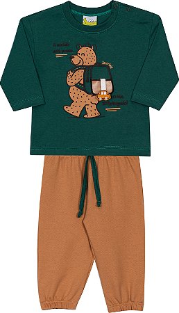 Conjunto Infantil de Frio Masculino Fechado Urso com Mochila