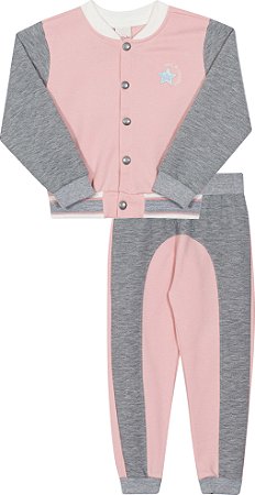 Conjunto Infantil de Frio Feminino Aberto em Matelassê