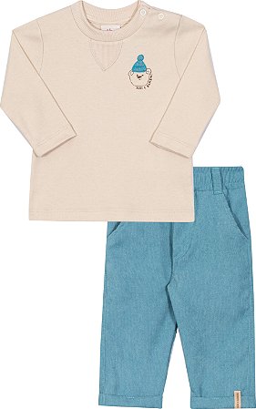 Conjunto Infantil de Frio Masculino com Calça de Veludo