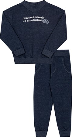 Conjunto Infantil de Frio Masculino Moletom Estonado