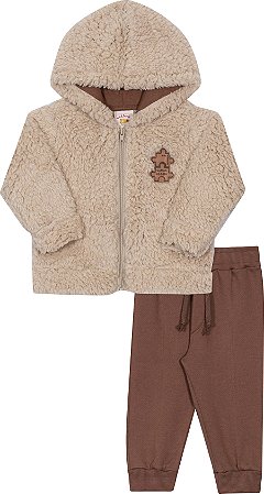 Conjunto de Bebê Infantil com Pelinho e Capuz Quentinho