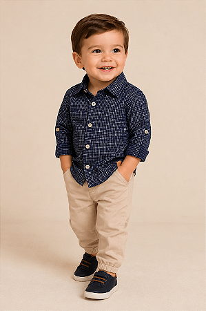 Conjunto Infantil Masculino com Camisa Social