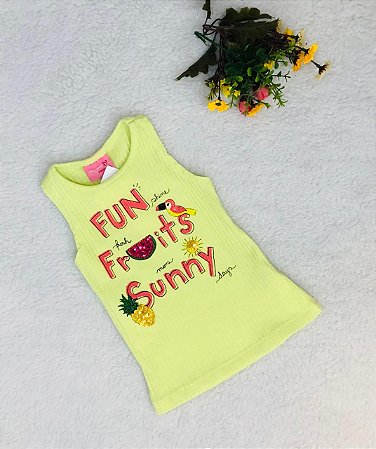 Blusa Infantil Regata Cropped Estampada com Frutas da Momi