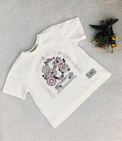 Blusa Infantil Feminina Arrumadinha Cru com Flores da Animê