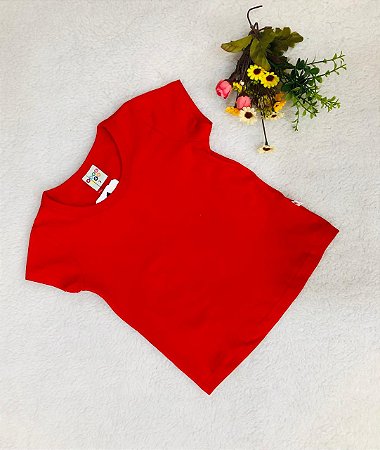 Blusa Infantil Feminina Lisa Básica Cotton Vermelha