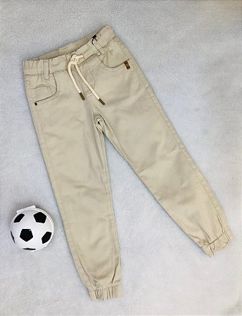 Calça Infantil Masculina Sarja Jogger Elástico na Barra