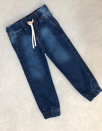 Calça Infantil Jeans Masculina Jogger Elástico na Barra 1 a 3