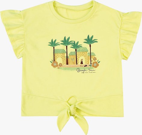 Blusa de Infantil Feminina de Verão Estampa Coqueiros