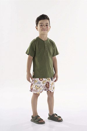 Conjunto Infantil Masculino da Up Baby Shorts Safari