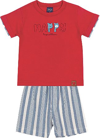 Conjunto de Bebê Masculino Bermuda Listrada