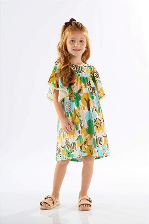 Vestido Infantil da Up Baby Leão no Safari