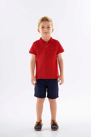Polo Infantil Masculina Up Baby em Piquet Vermelha