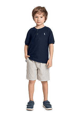 Conjunto Juvenill Masculino da Quimby Bermuda Tecido