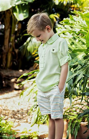Conjunto Infantil Masculino Camisa Bata Bermuda Arrumadinho