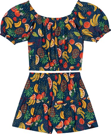 Conjunto Juvenil Feminino de Verão Shorts Soltinho