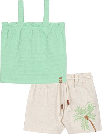 Conjunto Infantil Feminino de Top e Shorts Linho