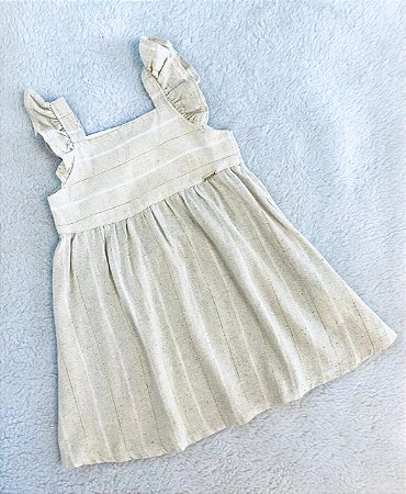 Vestido de Bebê Feminino Arrumadinho em Linho Misto