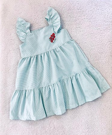 Vestido Infantil e de Bebê Fresquinho Azul em Tecido