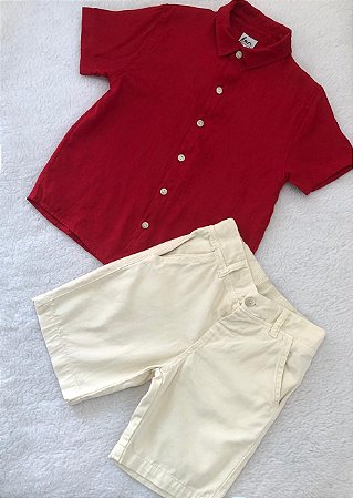 Conjunto Infantil Masculino Camisa Vermelho Arrumadinho