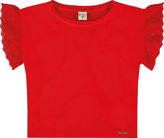 Blusa Infantil e Juvenil Vermelha Cotton com Laise