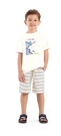 Conjunto Infantil Masculino Camiseta com Bermuda Tecido