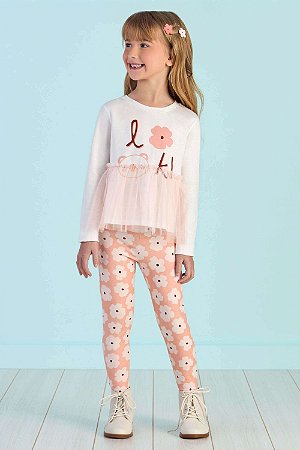 Conjunto Infantil da Mon Sucré com Legging Urso e Flor