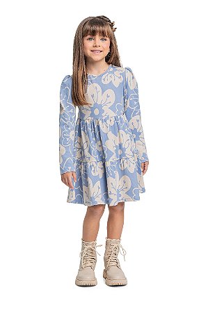 Vestido Infantil da Quimby Manga Longa em Cotton