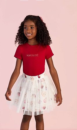 Conjunto Feminino Infantil da Mon Sucré Saia Arrumadinho