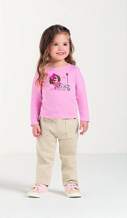 Blusa Infantil Feminina de Manga Longa Cotton Cores
