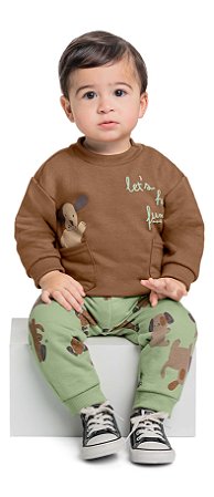 Conjunto de Bebê de Menino da Quimby Estampa Cachorro