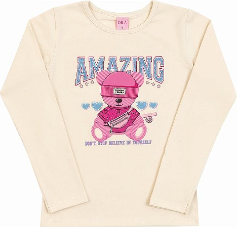 Blusa Infantil Feminina de Manga Longa Amazing