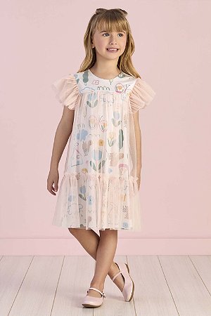Vestido de Festa Infantil da Mon Sucré Floral Tule Soltinho
