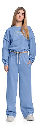 Conjunto Juvenil Feminino da Gloss Moletom sem Felpa Azul
