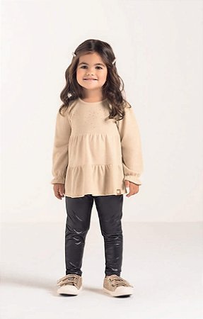 Legging Infantil Feminina Encerada Preta