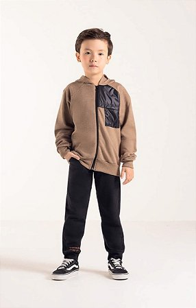 Conjunto Infantil Masculino Moletom Aberto Capuz