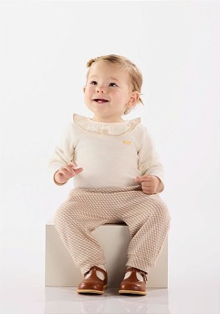 Conjunto de Bebê de Menina da Up Baby Body Gola