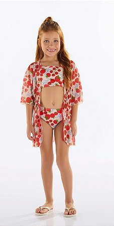 Saída de Praia Infantil Feminina da Quimby Tomates